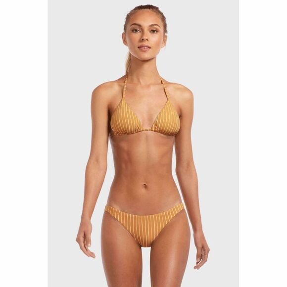 Vitamin AGia Reversible Triangle Bikini Set Dorada Stripe Sz M